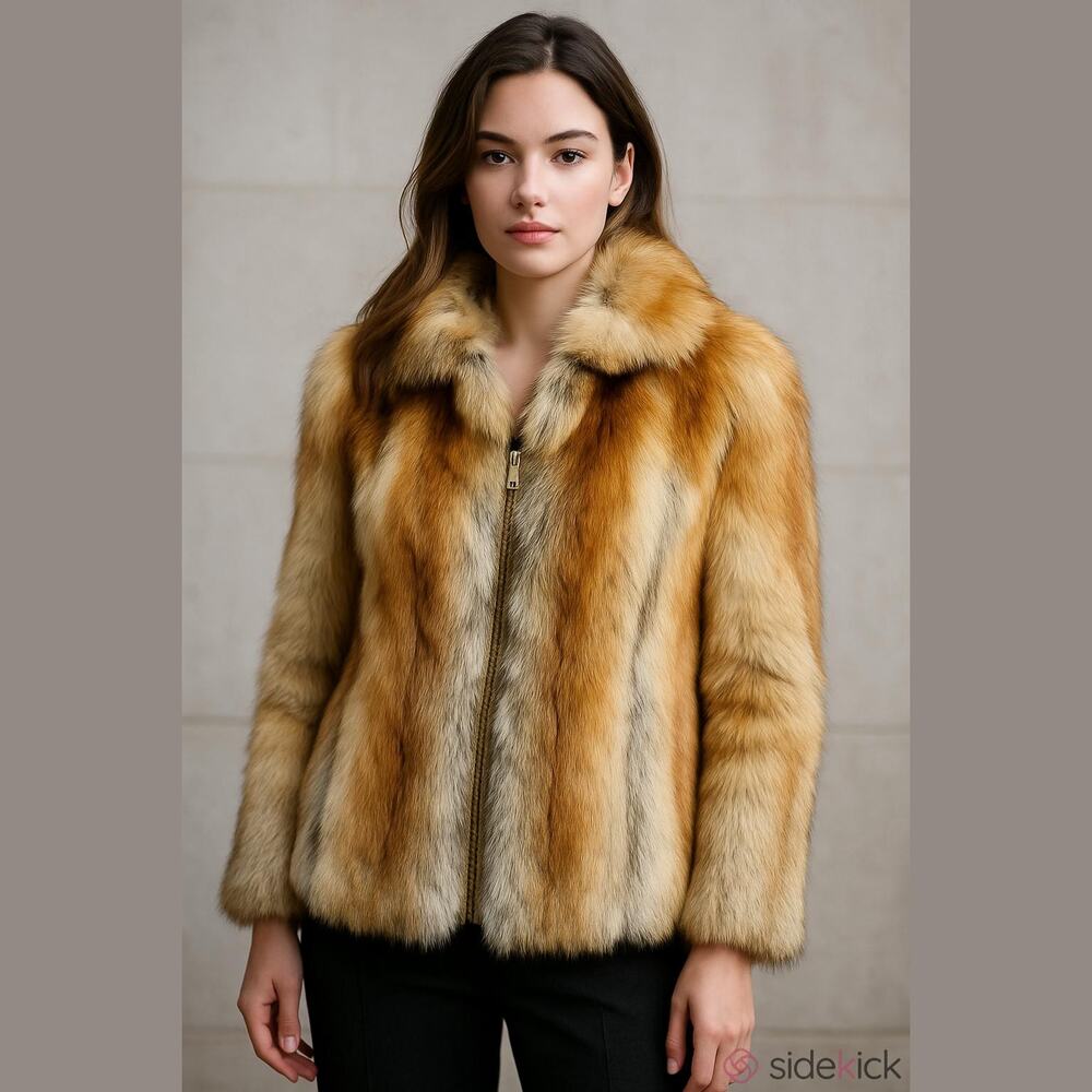 Vintage Tillis Fox Fur luxury coat Private Label size S zip Old money Regal chic